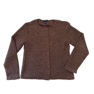Ann Taylor Sz M Brown Textured Knit Shacket Sweater Jacket Vintage Late 90s-2000